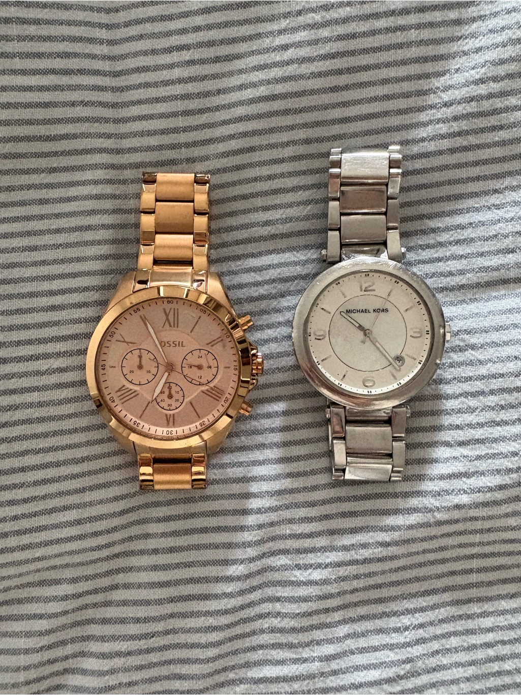 Fossil Rose Gold And Michael Kors Silver Linked Bracelet Watches